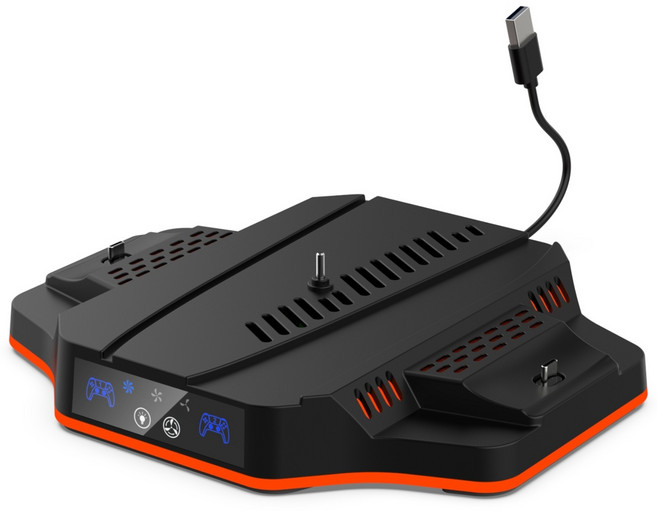 DOBE PS5 슬림/프로 호환 쿨링스탠드 TP5-3583 블랙 듀얼센스 컨트롤러 충전 플스5 거치대 플레이스테이션5, 1개