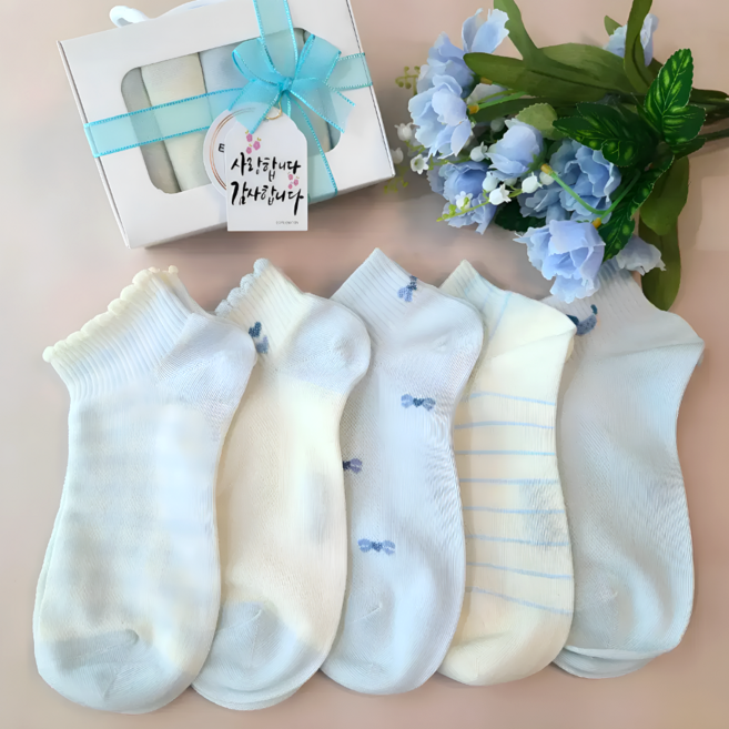 어리로운 여성 발목양말 패션 단목 양말 5켤레 선물 세트