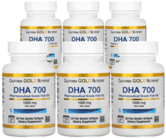 CGN 캘리포니아 골드 뉴트리션 DHA 700 피쉬 오일 1000mg 30정 세트, 6개 - 쿠팡