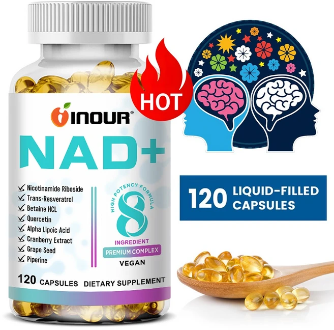 NAD+ 부스터 300mg 고함량 8중 프리미엄 컴플렉스 니코틴아미드 리보사이드 NR + 레스베라트롤 8종 복합체 비건 캡슐 60/120정, 1개, 60정 - 쿠팡