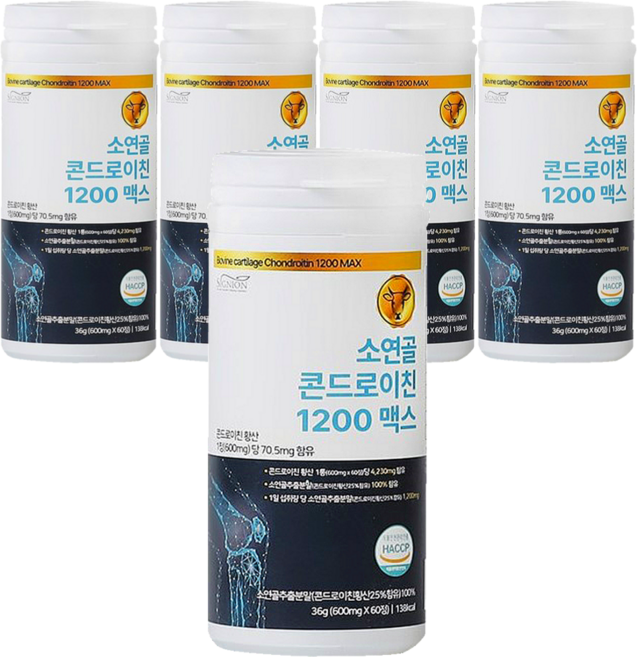 식약처 HACCP 인증 100% 소연골 콘드로이친 1200 맥스, 60정, 5개