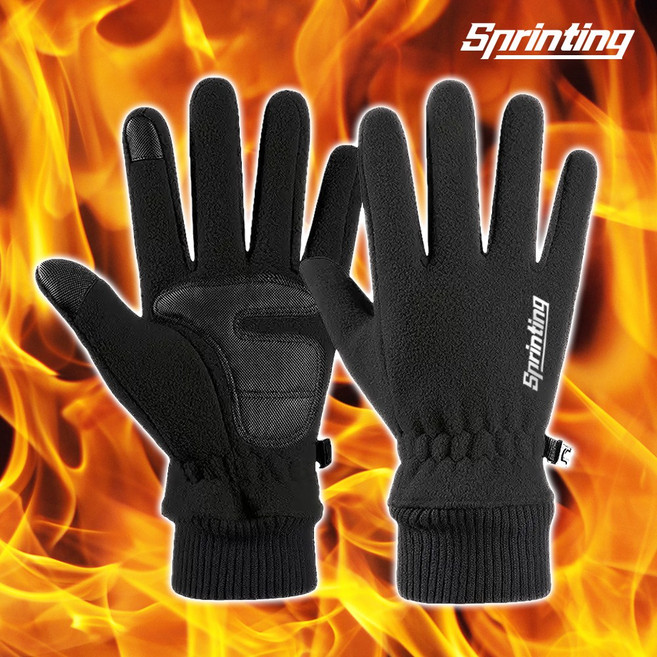 스프린팅 방한장갑 블랙 겨울장갑 기모 남성장갑 스마트폰 터치 스키장갑, 1개