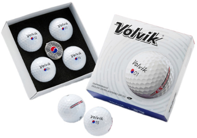 볼빅 코리아 에디션 콘도르 골프공 4p + 볼마커 세트, 화이트(골프공), 1세트