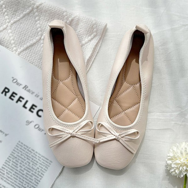 바닐라슈 플로니 소프트 리본 탄력창 플랫슈즈 1cm