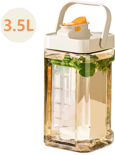 음료 디스펜서 냉장고 물병 가정용 디스펜서 대용량 야외 냉수병 음료수통, 3.5L, 1개