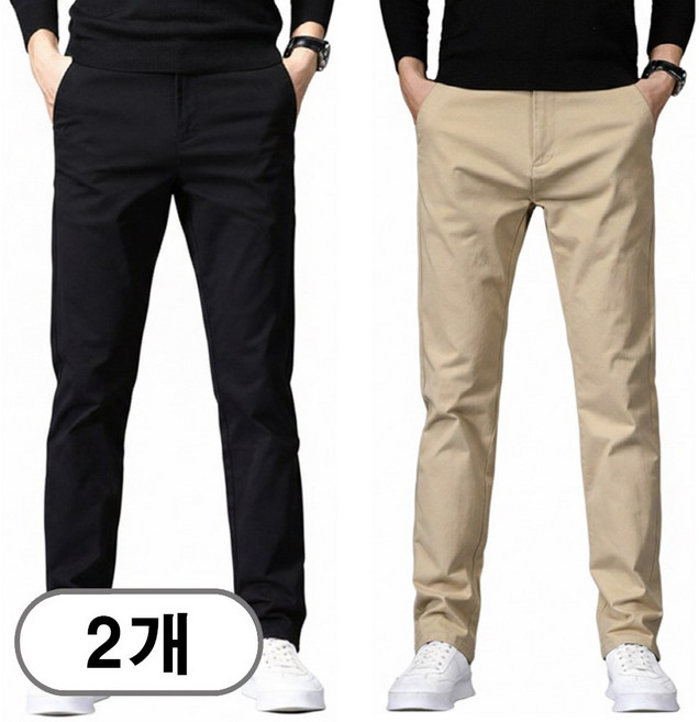 차쿠 1+1 남성 캐주얼 스판 바지 면바지 코튼 팬츠 작업바지 여름 겨울 기모 스판바지 중년 빅사이즈