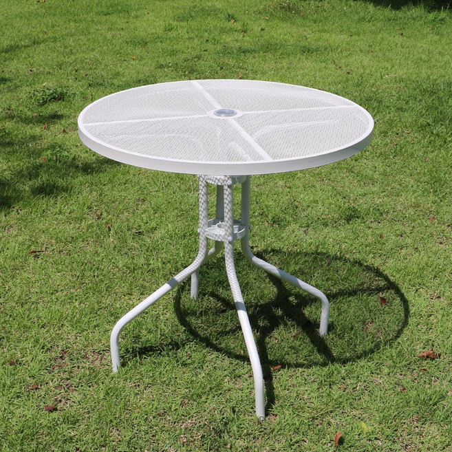 체어센스 오슬로 화이트 테이블 800 원형 야외 철망, 오슬로화이트테이블800원형
