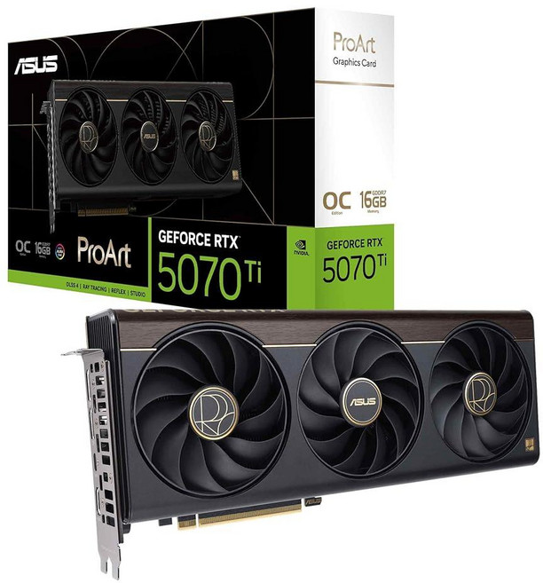ASUS ProArt GeForce RTX 5070 Ti OC 에디션 그래픽 카드 (PCIe 5.0 16GB GDDR7 USB Type-C HDMI/DP 2.1 2.5슬, ASUS ProArt GeForce RTX 5070 T