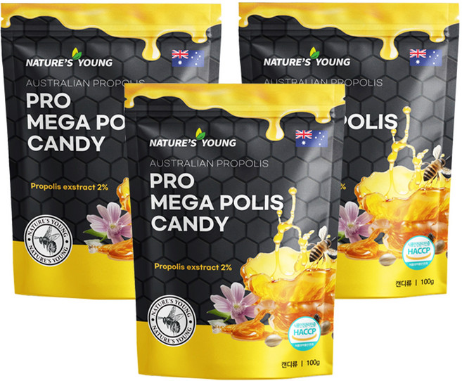 호주 네이쳐스영 프로폴리스 캔디 함량2배, 3개, 100g