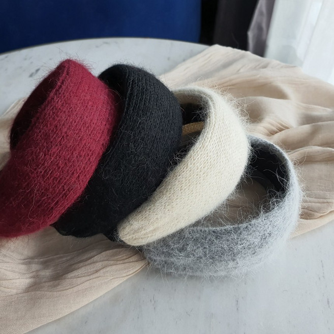 바이진주리본 앙고라 넓은 머리띠