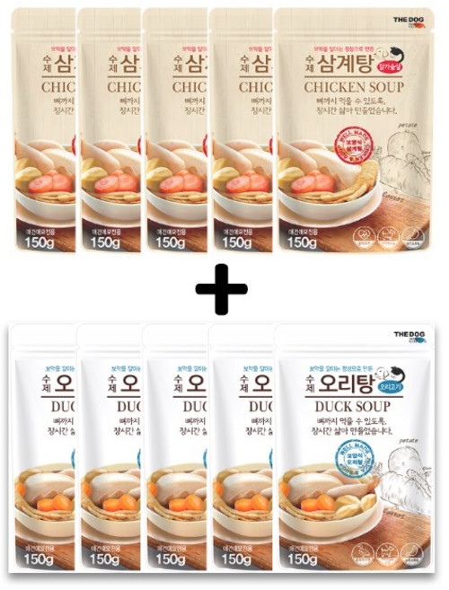 더독 삼계탕 삼계죽 오리탕 오리죽 북어국X10개 반려동물 보양식 반려동물영양식, 1세트, 삼계탕5+오리탕5