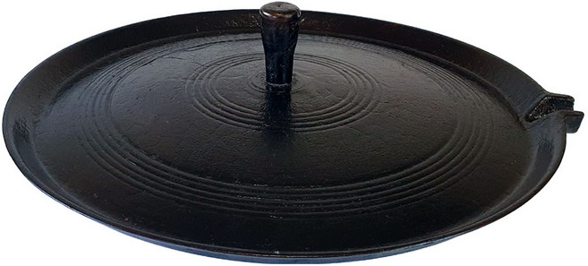 국내산 무쇠 가마솥뚜껑 고기 불판 기름배출구 양면사용 가능, 06:길들인 솥뚜껑구이판 46cm, 1개