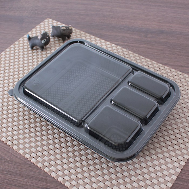 HG-4칸도시락 칸뚜껑.세트 일회용 도시락 덮밥 돈까스 포장 배달용기 [300세트]