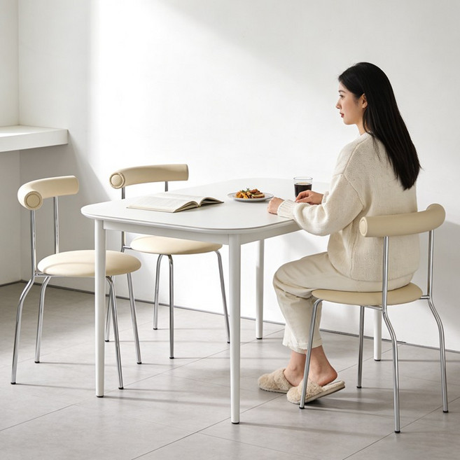 쿠리브 가정용 모던 인테리어 화장대 식탁 의자 2p, 2개, 아이보리