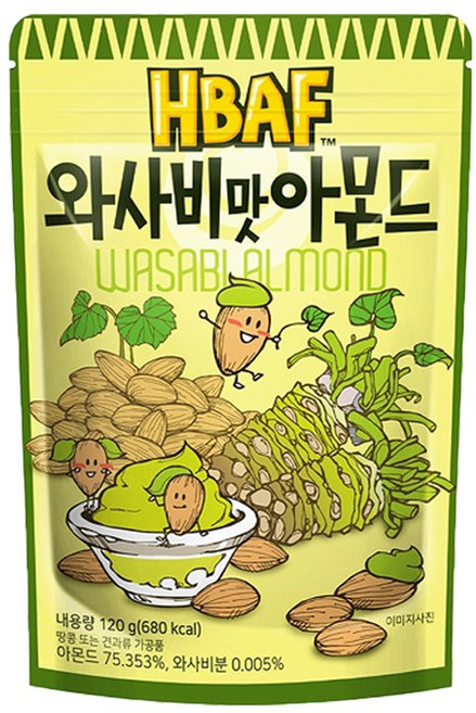[유통기한임박특가~24.03.07까지] HBAF 와사비맛아몬드 120g, 1개