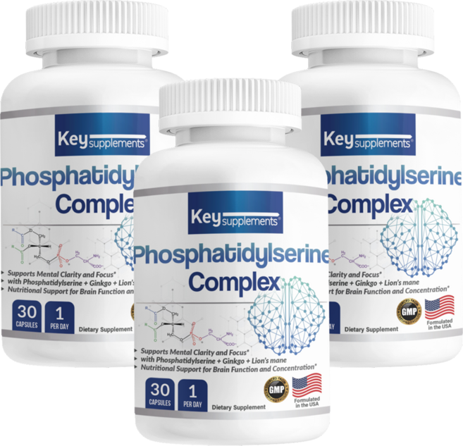키서플리먼트 포스파티딜세린 컴플랙스 930mg 은행잎 추출물 후퍼자인 노루궁뎅이버섯 엘글루타민 알파 GPC 함유 건강, 3개, 30정