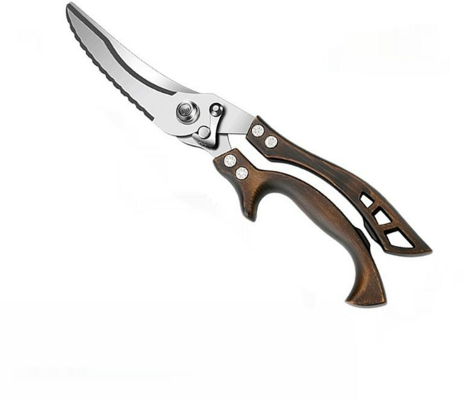 Asure 주방 다용도 가위 스텐 강력가위 닭 오리 생선 뼈 전용가위, 브라운, 1개