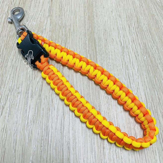 萬用蛙鞋扣 純手工編織潛水配件, 插扣：螢光橘+黃3, 1個