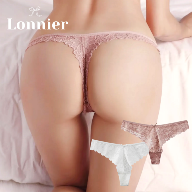 로니에르 섹시한 매력 어필 레이스 망사 티팬티 2P