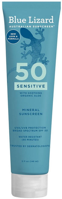 BLUE LIZARD Sensitive Mineral Sunscreen with Zinc Oxide 50+ Water Resistant UVAUVB Protection w, 5 Fl Oz (Pack of 1), 5 Fl Oz (Pack of 1), 1개