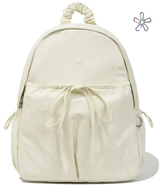 [국내 매장 정품] 커버낫 클로버하트 셔링 나일론 백팩 아이보리 + 카라비너