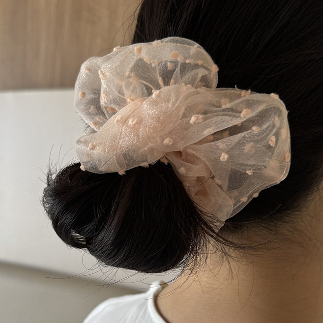 오간자 파스텔 도트 헤어 슈슈 곱창