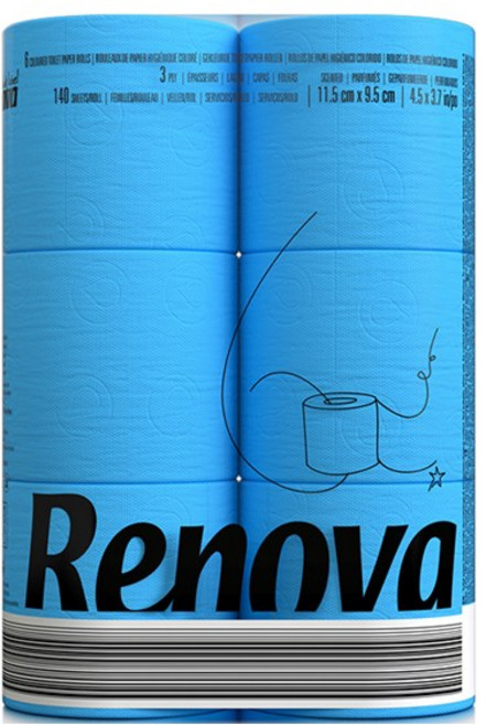 레노바 3겹 블랙라벨 컬러 화장지 Blue 16.1m, 6롤, 1개