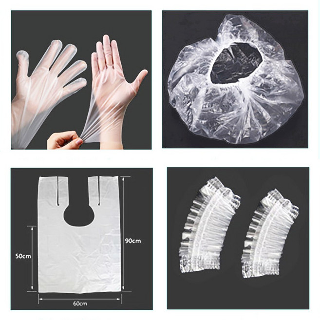 인플라워 일회용 셀프 염색 비닐 세트 염색보 비닐장갑 헤어캡 이어캡 4종, 5세트, 수량