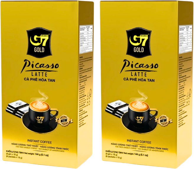 G7 골드 피카소 라떼 인스턴트 커피 스틱, 2개, 8개입, 18g