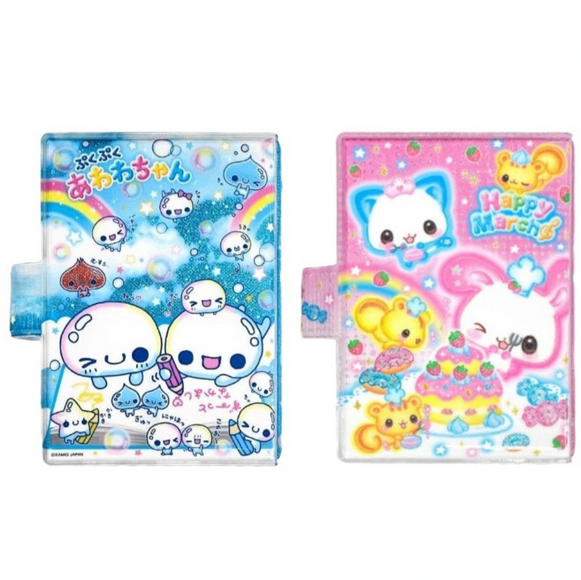 헤이세이 레트로 아와와짱 해피마치 뮤짱 씰바인더 스티커보관용 스티커수집용 바인더 다이어리 홀더 6공, 블루