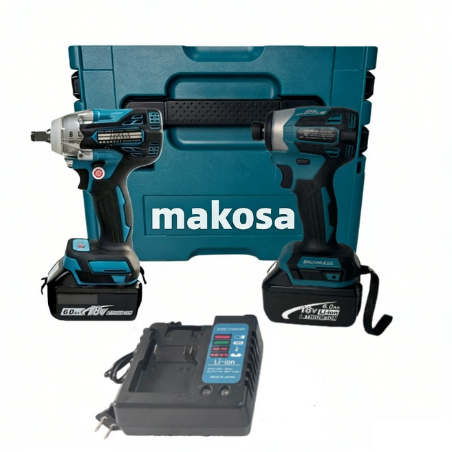 牧款 18V 無刷電鑽起子機, 1個, 173起子機+300扳手【副廠兩電一茺箱
