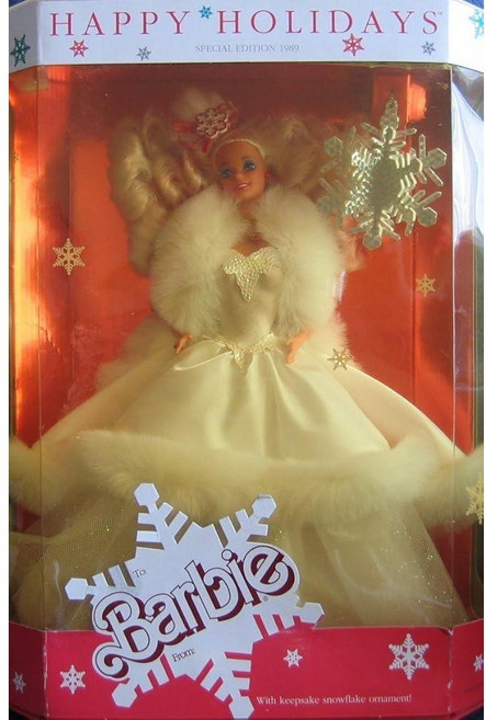 Happy Holidays 바비 인형 스페셜 에디션 1989 기념품 눈송이 장식품 포함 (1989 Mattel Hawthorne)
