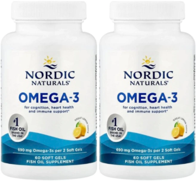 노르딕내추럴스 오메가3 690mg 피쉬오일 EPA DHA 소프트젤 Nordic Naturals Omega3 in Fish Gelatin, 60정, 2개 - 쿠팡