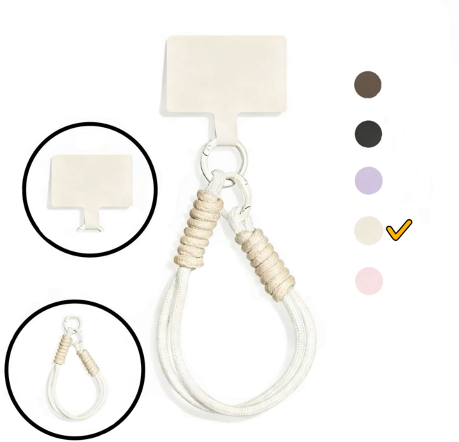 핸드폰 손목 스트랩 도난 방지 여행용 휴대폰 손목끈, 1개, 베이지