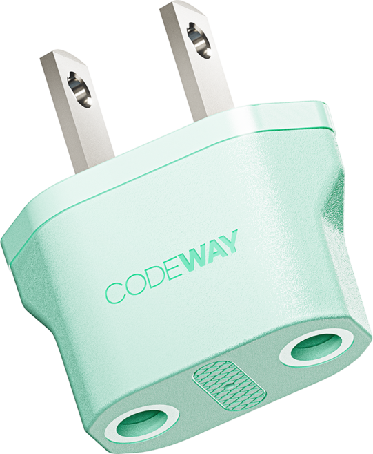 코드웨이 돼지코 220V 변환 110V 플러그 여행용 어댑터 35x40mm, 40mm, 민트, 1개