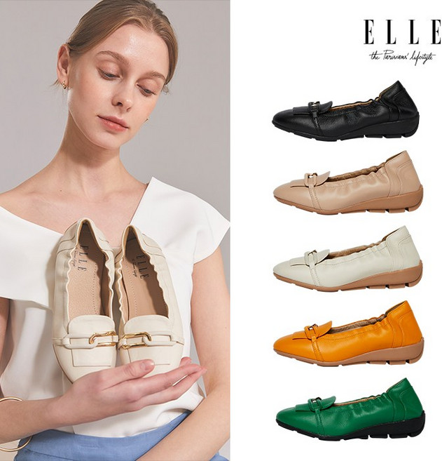 [엘르] 여성 미뇽컴포트플랫 여성 정장 플랫슈즈 신발 단화 발편한 통근 여성 구두