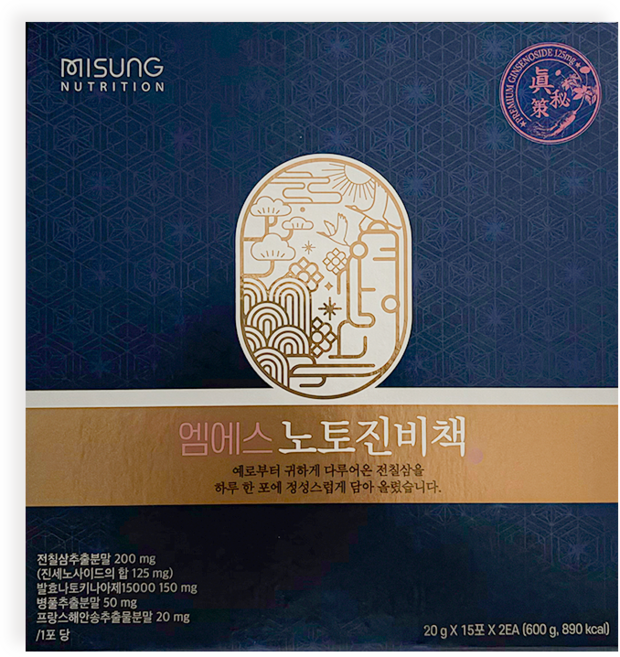 노토진비책 (1개월 30포)/ 전칠삼 삼칠근 노토진생 사포닌 혈행 부모님선물 활력, 30개, 20g