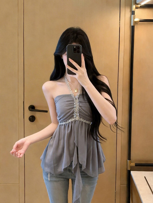 掛脖抹胸背心 設計感上衣