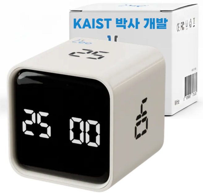 KAIST 박사 개발 뇌를 깨우는 닥터리 뽀모도로 타이머 무소음 중력식 90분 집중력타이머 2세대, 화이트, 1개