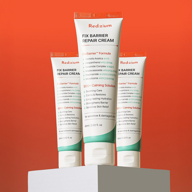 레드지움 피부장벽회복 픽스베리어크림 덱스판테놀 세라마이드 시카 병풀 홍조 크림, 3개, 60ml