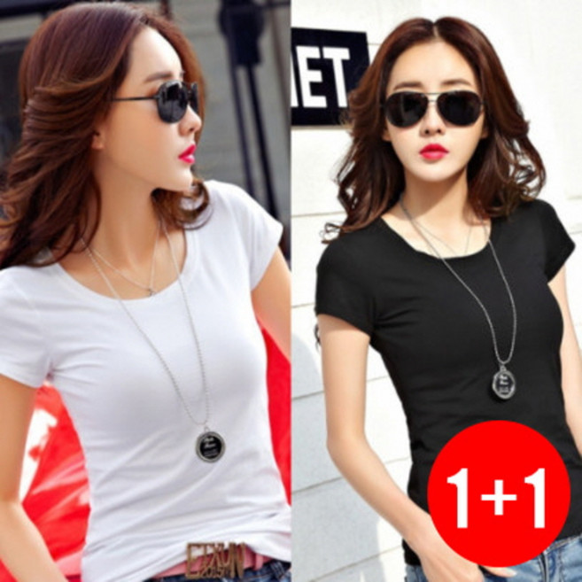 일월전빵 1+1 유넥 데일리 무지 반팔 티셔츠 B-C007-1