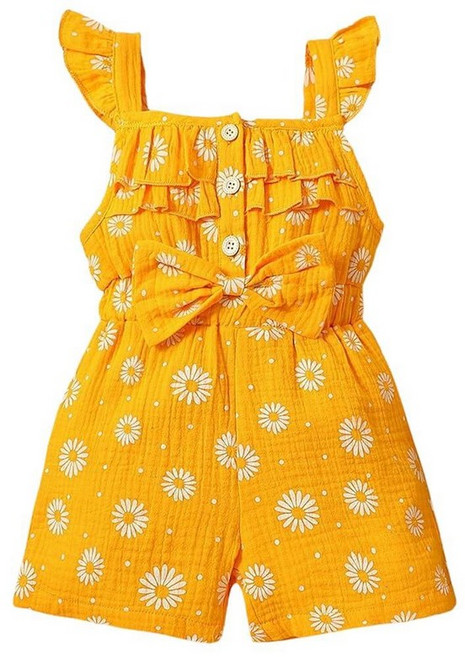 HH Family Girls Romper Summer Ruffle Sleeve Shorts Outfit Cute Casual Lightweight Jumpsuit Toddler