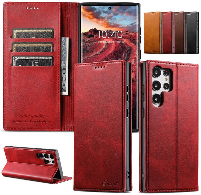 갤럭시 S24/S25/S26 시리즈 럭셔리 카드 수납 마그네틱 접이식 지갑형 가죽 케이스