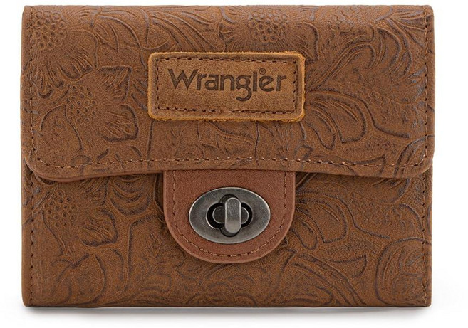 Montana West X Wrangler 여성용 소형 3단 지갑 여성용 웨스턴 신용 카드 홀더 지퍼 동전 포켓 포함 베이지. 스몰 캐주얼 182437