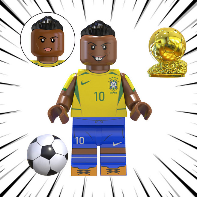축구선수 호환블럭 브릭미니피규어 컬렉션 취미/수집/장식/컬렉션용 커스텀 호환 블록피겨 시리즈 E, 1개, FB-E08. 호나우지뉴