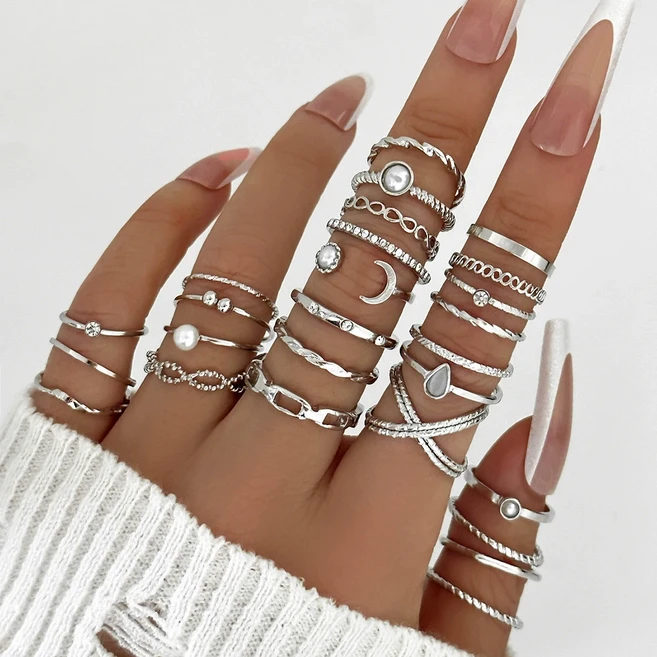 [매일 새로운 26종] 포포제니 패션 반지 세트 데일리 레이어드 주얼리