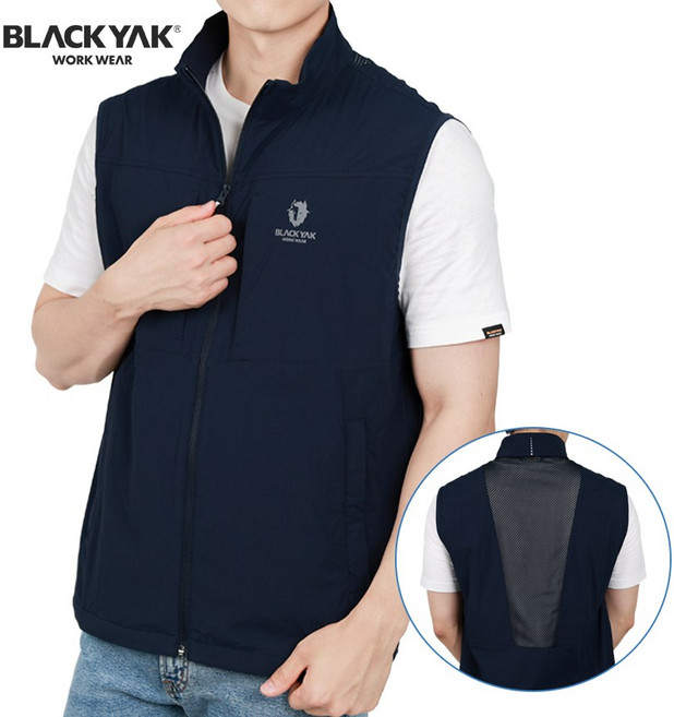 블랙야크 등판메쉬 스트레치 바람막이조끼 등산 낚시 아웃도어
