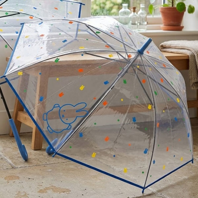 미피 POE60 패턴투명 장우산 블루 도트 투명 우산 장우산 학생 성인 시야확보