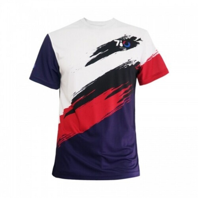 칠텐 남녀공용 스포츠 드라이쿨 기능성 볼링 반팔 티셔츠 태극 디자인