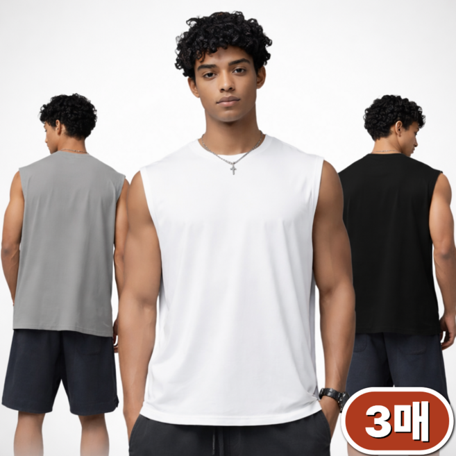 마할로 남자 나시 티 오버핏 헬스 민소매 이너 3종세트